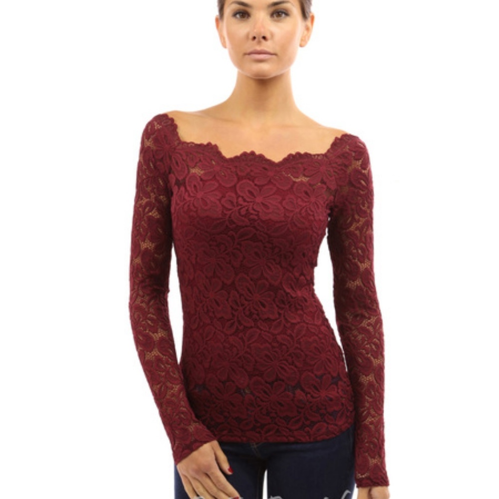 PattiBoutik Floral Lace Off The Shoulder Top